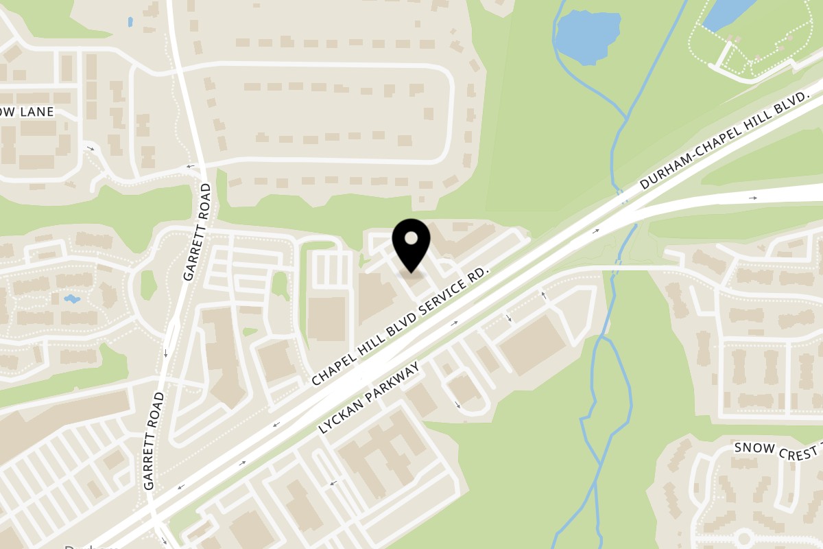 Map showing the location of La Buena Vida Durham on 4416 Durham-Chapel Hill Blvd in Durham